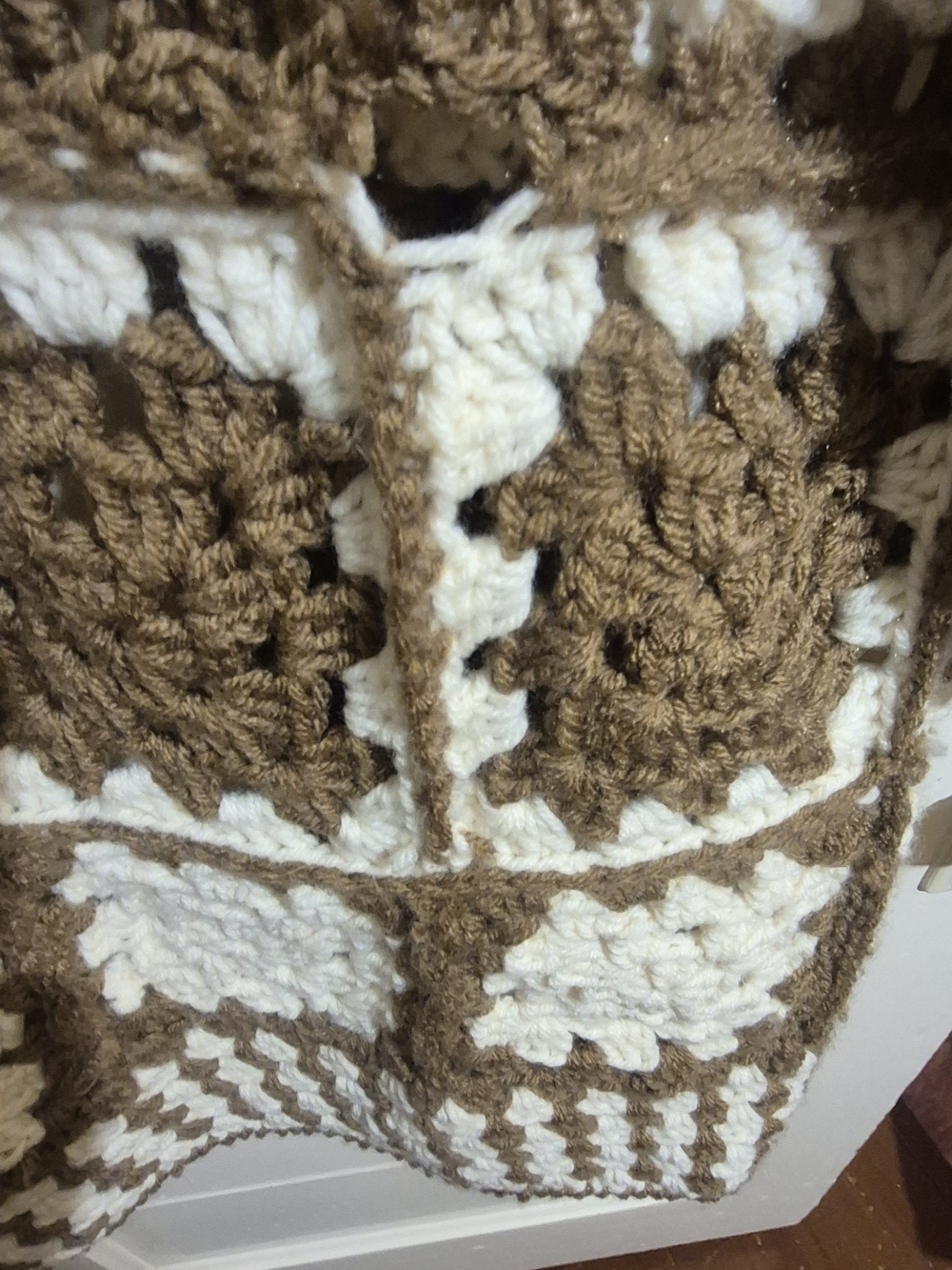 Handmade Crochet Granny Square Hooded Cardigan Boho Oversized - Picture 7 of 10